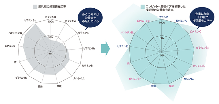 「エレビット 産後ケア」で栄養をトータルサポート 1日3粒で推奨量をサポート