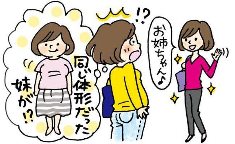 双子の妹が痩せて驚く女性