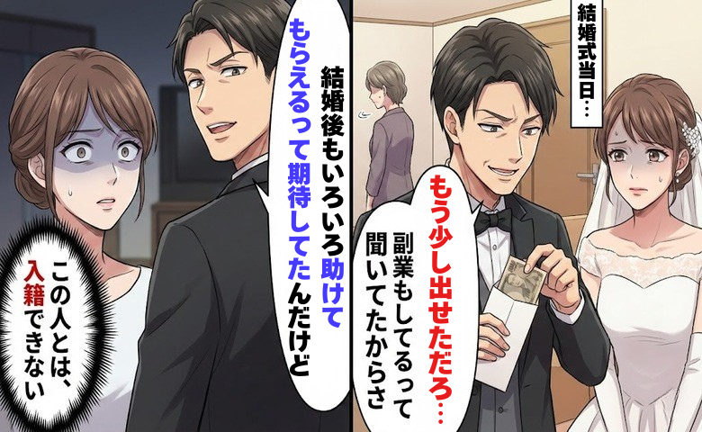「もう少し出せるだろう」姉のご祝儀に不満顔…結婚式で見えた婚約者の本性に、その場で目が覚めた